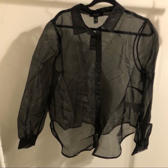 Forever 21 Tops - Forever 21 Sheer Collared Button Up Blouse